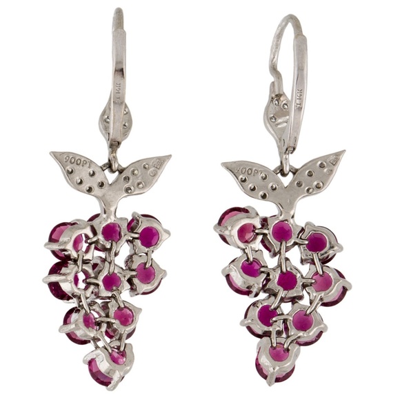 SOLD- Most Sought After CATHY WATERMAN $19,750 Platinum JOINTED Grape Earrings - Picture 2 of 3